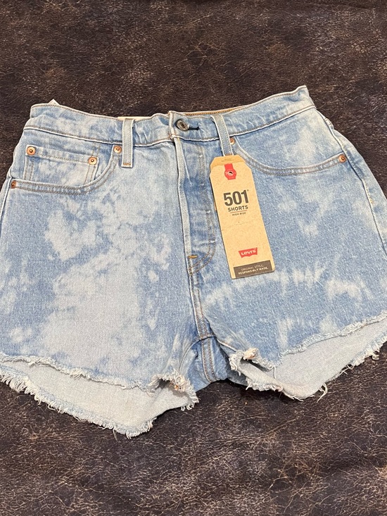 Levi's Pants - Levi's Light Blue Acid-Wash High-Waist Denim Shorts
